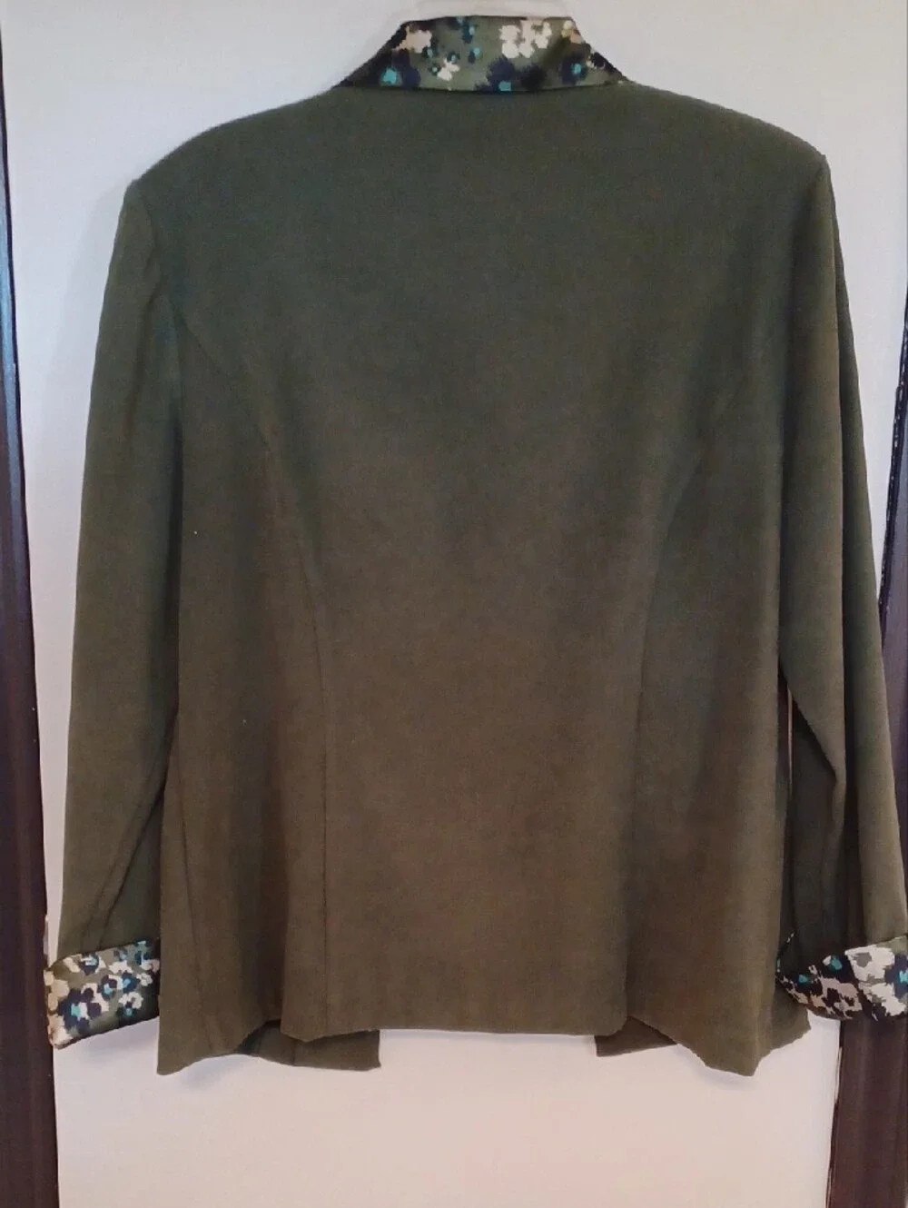 Women's Olive Green Button-Down Shirt with Attached Jacket - Picture 2 of 9